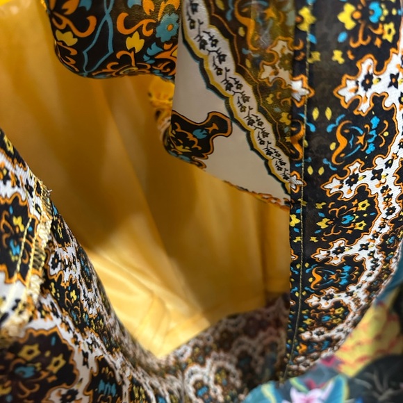 UMGEE Yellow Bohemian V-Neck Printed Dress Size S - Picture 6 of 8